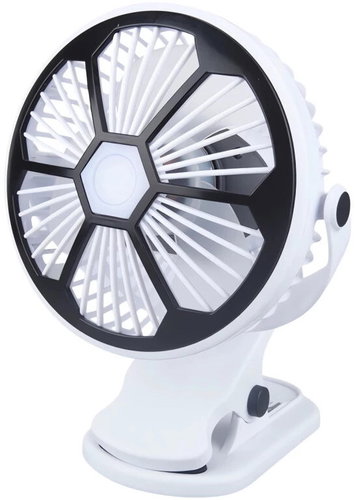 Verk 16034 Ventilátor s klipem USB, 1200 mAh, bíločerný - Fan - Main image