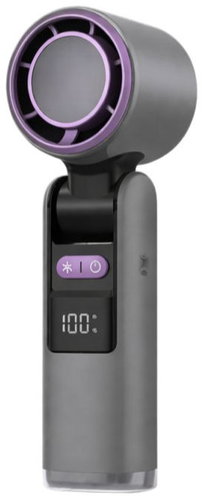 Verk 27703 Portable fan with display and LED flashlight, USB, 199 speeds, black - Fan - Main image
