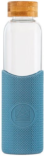 Neon Kactus Glass Bottle with Sleeve, 550ml, Blue - Drinking Bottle - Main image