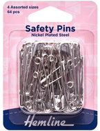 Hemline Spínací špendlíky 64 ks, stříbrné - Sewing Machine Accessory