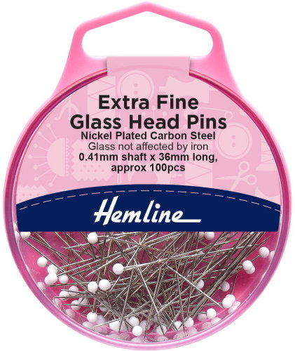 Hemline Wedding Pins with White Glass Heads 0.41 × 35mm, 100 pcs - Sewing Machine Accessory - Main image