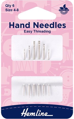 Hemline Hand Needles with Easy-Thread Eye, Size 4–8, 6pcs - Sewing Machine Accessory - Main image