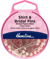 Hemline Špendlíky se stříbrnou perleťovou hlavičkou 0,65 × 34 mm, svatební, 75 ks - Sewing Machine Accessory