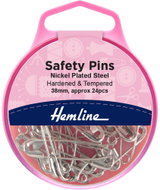 Hemline Spínací špendlíky 38 mm stříbrné, 24 ks - Sewing Machine Accessory