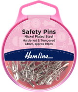Hemline Spínací špendlíky 34 mm stříbrné, 30 ks - Sewing Machine Accessory