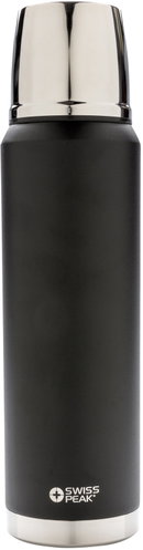 Swiss Peak 1L Stainless Steel Vacuum Flask, Black - Thermos - Main image