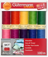 Gütermann Sada 10 ks šicích nití 100 m, zářivé barvy - Sewing Thread