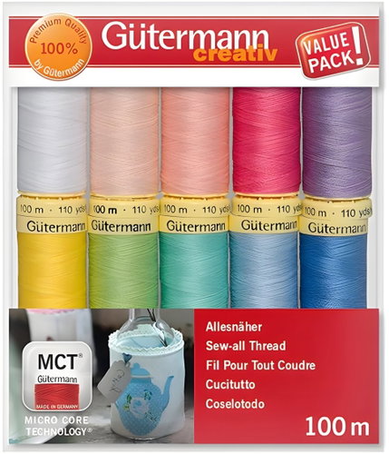 Gütermann Sewing Thread Set, 10pcs, 100m, Pastel Colours - Sewing Thread - Main image