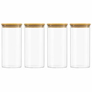 Classbach VD 4027 set 4 skleněnných dóz s bambusovým víkem 1,6 l – vzduchotěsné, na potraviny - Food Container Set