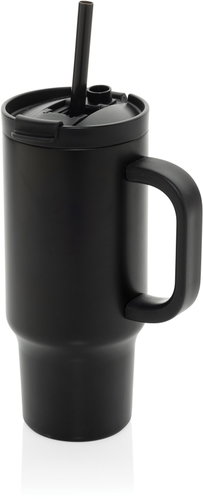 XD Design Nerezový termohrnek s brčkem 480 ml, černý - Thermal Mug - Main image