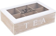 Koopman Dřevěná krabička na čaj, 6 přihrádek, 24 × 7,1 cm, bílá - Tea Storage Box
