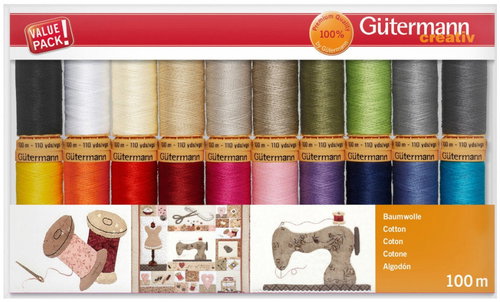 Gütermann Cotton Sewing Thread Set 20pcs, 100m - Sewing Thread - Main image