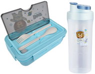 Verk 07334 Svačinový set, box s příbory 1100 ml, láhev 500 ml, modrý - School Set