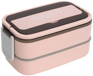 Verk 07328 Dvoupatrový svačinový box s přihrádkami a příborem 1400 ml, růžový - Lunch Box