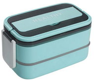 Verk 07328 Dvoupatrový svačinový box s přihrádkami a příborem 1400 ml, modrý - Lunch Box