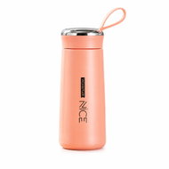 Leventi Skleněná láhev na pití 400 ml s ochranným plastovým obalem, růžová - Drinking Bottle
