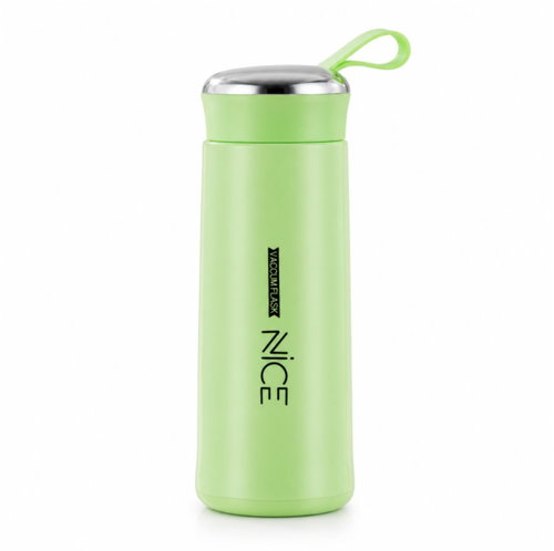 Leventi 400ml Glass Drinking Bottle with Protective Plastic Sleeve, Green - Drinking Bottle - Main image