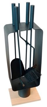 IQ garden Fireplace tool set with stand, 4 tools, black - Fireplace tools - Main image