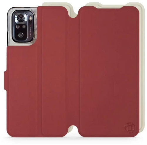 Mobiwear Soft Touch flip pro Xiaomi Poco M5s Cihlové & Béžové - Phone Case - Main image
