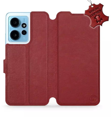 Kožený Mobiwear flip pro Xiaomi Redmi Note 12 4G - Tmavě červené - L_DRS - Phone Case - Main image