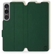 Mobiwear Soft Touch flip pro Sony Xperia 1 V Zelené & Béžové - Phone Case
