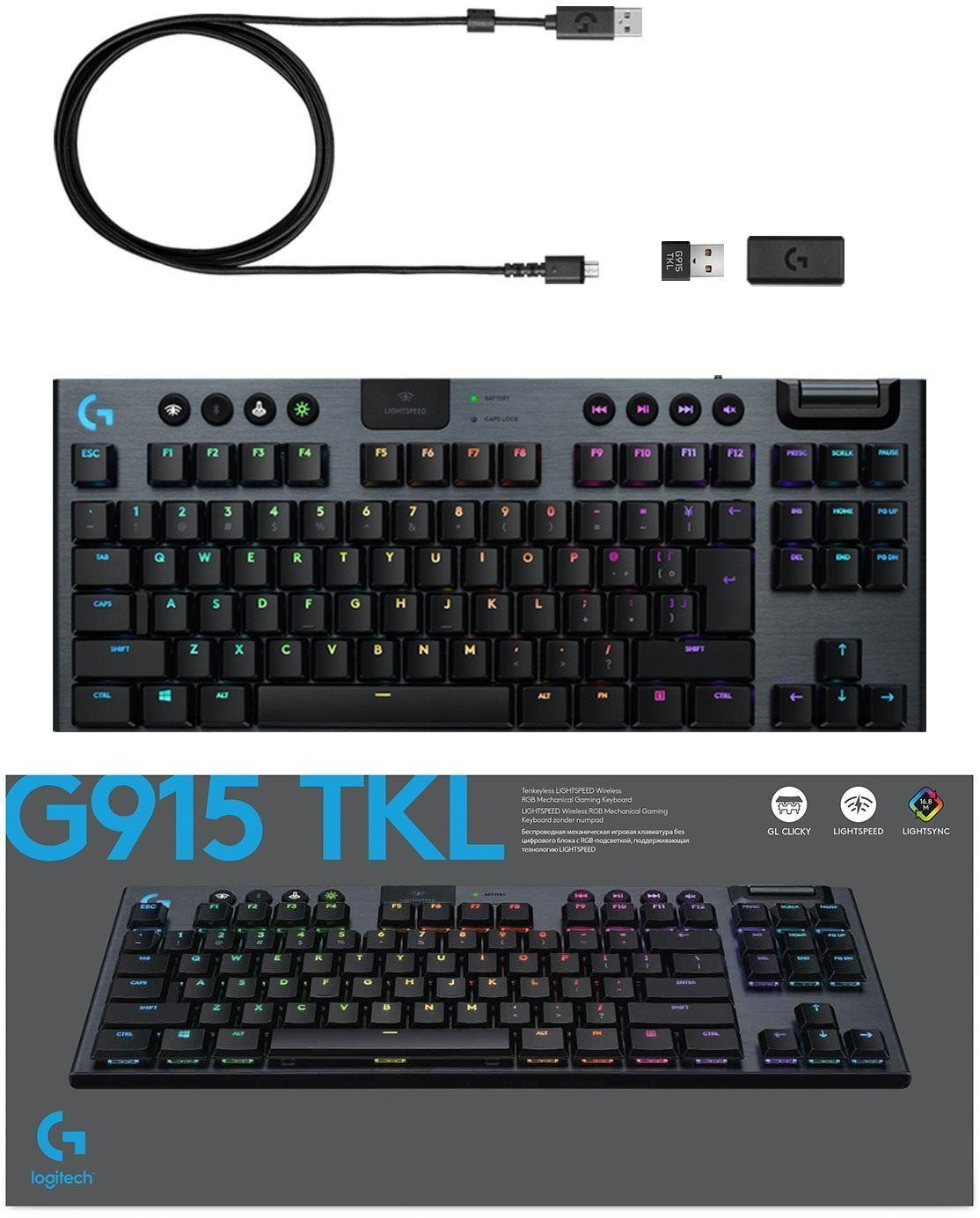 Logitech G915 LIGHTSPEED TKL Wireless RGB GL Tactile, carbon - US