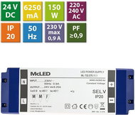 McLED Power supply 150W, DC24V/6,25A, IP20, plastic with terminal block - Power Supply