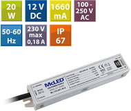 McLED Power supply 20W, DC12V/1.67A, IP67, aluminium - Power Supply