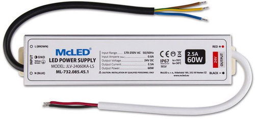 McLED Power supply 60W, DC24V/2.5A, IP67, aluminium - Power Supply - Main image