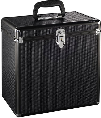 HAMA Case for 50 records (vinyl/LP), aluminium finish, black - LP Box - Main image