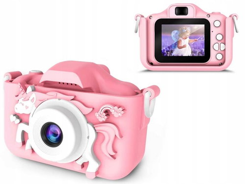 Verk Multifunctional digital camera for children 9 × 6 × 5 cm, pink with unicorn - Children's Camera - Main image
