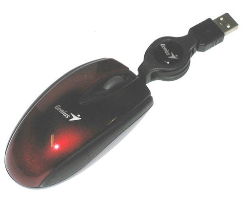 Myš Genius mini Navigator P300, červená (red) přenosná optická, 800dpi, navíjecí kabel, USB - Myš - Main image