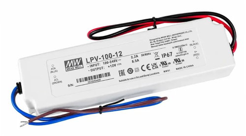 Mean Well LPV power supply 12V, 100W, IP67 - Source - Main image