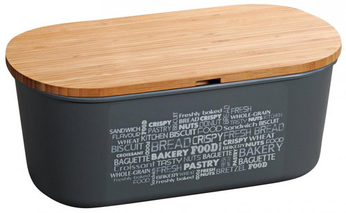 Kesper Plastic bread bin with cutting board grey - Breadbox - Main image