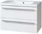 Bino bathroom cabinet with sink in marble 80 cm, white/white, 2 drawers - Bathroom Cabinet