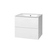 Aira, bathroom cabinet with ceramic sink 60 cm, white - Bathroom Cabinet
