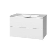 Aira, bathroom cabinet with ceramic sink 100 cm, white - Bathroom Cabinet