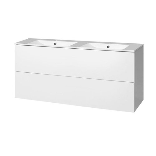 Aira, bathroom cabinet with ceramic sink 120 cm, white - Bathroom Cabinet - Main image