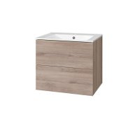 Aira, kúpeľňová skrinka s keramickým umývadlom 60 cm, dub - Kúpeľňová skrinka