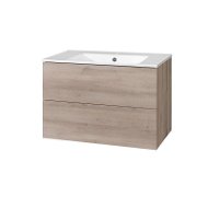 Aira, kúpeľňová skrinka s keramickým umývadlom 80 cm, dub - Kúpeľňová skrinka