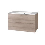 Aira, bathroom cabinet with ceramic sink 100 cm, oak - Bathroom Cabinet