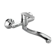 Mereo Wall-mounted sink mixer, Zuna, 100 mm, with flat arm 210 mm, chrome - Tap