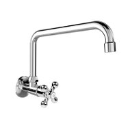 Mereo Wall-mounted basin mixer tap, Retro Victoria, with 18 mm swivel arm - 230 mm, chrome - Tap