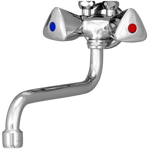 Mereo Wall-mounted sink mixer with tubular arm O16mm - 120 mm, chrome - Tap - Main image