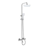 Mereo Thermostatic Wall Mounted Bath Faucet with Hose, Hand and Plate Square Shower 220x220mm - Tap