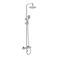 Mereo Thermostatic Wall Bath Faucet with Hose, Hand and Plate Round Shower Slim 200 mm - Tap
