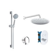 Mereo Shower Set with Thermostatic Push Button Undermount Mixer - 2-Way - Oval Cover - Tap