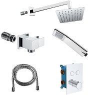 Mereo Shower set with thermostatic concealed push button mixer - 2-way - square cover - Tap