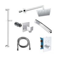 Mereo Shower set with thermostatic concealed push button mixer - 2-way - square cover - Tap