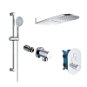 Mereo Shower set with thermostatic concealed push button mixer - 3-way - oval cover - Tap